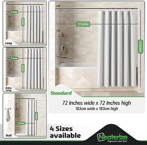 NEATERIZE Shower Curtain White - Hotel Style Shower Curtains for