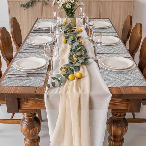 Gray Wood Grain Placemats Set of 8 Retro Minimalist Geometric Art
