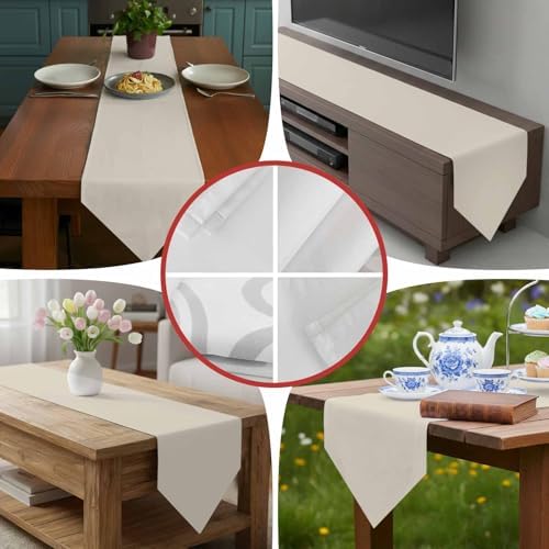 Ivory White Table Runner Linen Burlap Table Runner 72 Inches Long