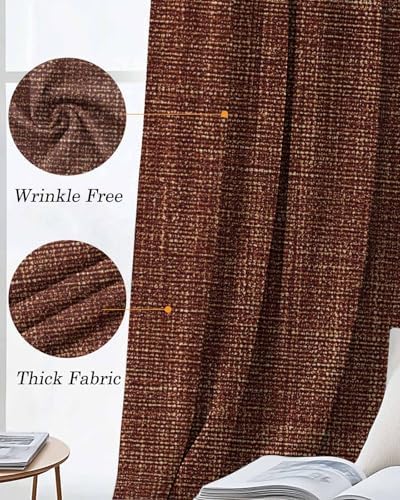 Blackout Curtains Room Darkening Drapes, Brown Rustic Vintage Burlap