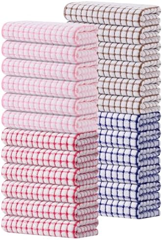 Kitinjoy Cotton 24 Pack Terry Kitchen Towels, Mix Colour