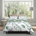 INFLAG Duvet Cover Green Floral Botanical Leaf, Reversible Bedding