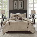 Madison Park Casual Blocks Suede Comforter Set, 7PC King Bedding Set