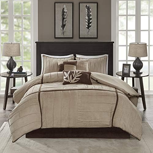 Madison Park Casual Blocks Suede Comforter Set, 7PC King Bedding Set