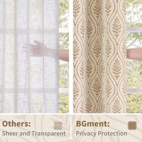 BGment Taupe Linen Curtains for Living Room,52 x 84 Inch 2 Panels