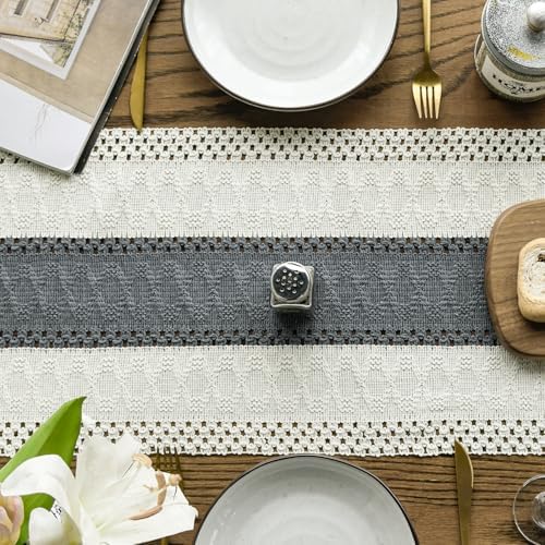 Artoid Mode Dark Grey Farmhouse Rustic Table Runner 12x90 Inch