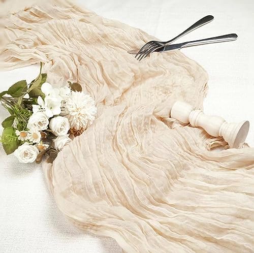 12 Pcs Beige Cheesecloth Table Runner 13ft Boho Gauze Cheesecloth