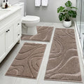 HEBE Bathroom Rugs Set 3 Piece, Soft Bath Mat Set Non Slip Washable