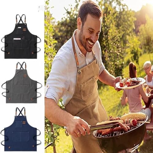 Chef Apron Cotton Canvas Apron. Cross Back Apron for Men Women with