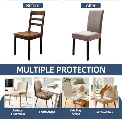 100% Waterproof Chair Covers for Dining Room Set of 4, Soft Thick