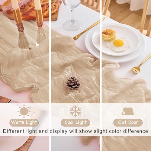 10 Pack Beige Table Runner 21x120 Inch Beige Cheesecloth Table Runner