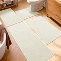 YIHOUSE Beige Bathroom Rugs Sets 4 Piece, Quick Dry Thin Bath Mat with
