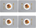 Faux Leather Placemats Set of 4, Double-Sides Woven Washable Dining