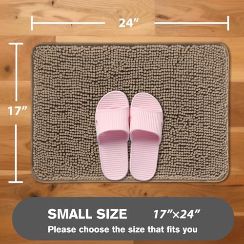Taupe Bathroom Rugs – Absorbent and Washable Bath Mat, Non-Slip, Thick