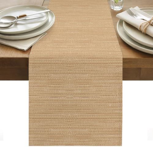 Sand Brown Table Runner, Country Vintage Minimalist Solid Color