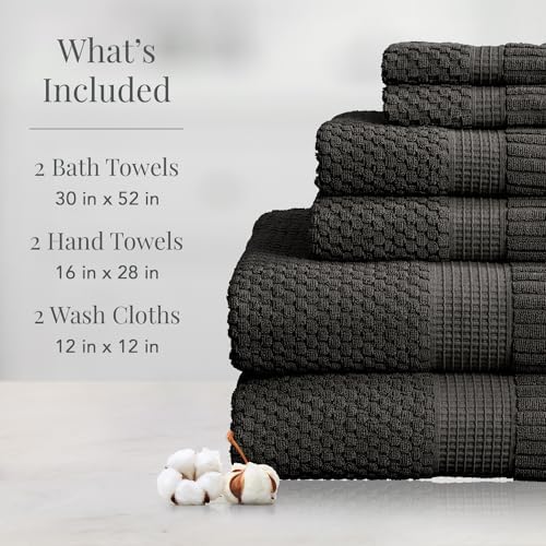 NY Loft 100% Cotton 6-Piece Bath Towel Set | Dark Grey | Quick-Dry
