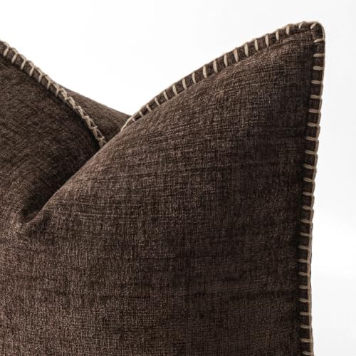 MIULEE Decorative Couch Throw Pillow Covers 20x20 Inch Dark Brown