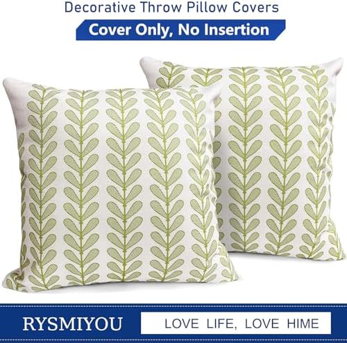 Decorative Throw Pillow Covers Set of 2 Green pillow covers 16x16 inch