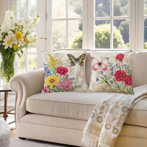 wyooxoo Throw Pillow Covers 20x20 Set of 4 Decorative Spring Pillow