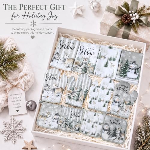Moukeren 12 Pcs Christmas Kitchen Accessories Set, Woodland Snowman