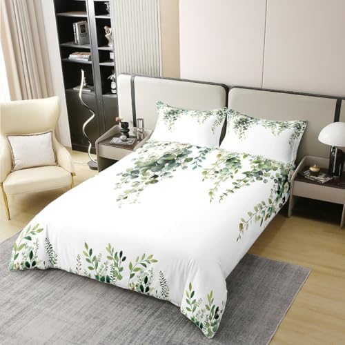 Erosebridal Sage Green Eucalyptus 100% Cotton Duvet Cover Queen Size