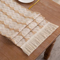 Boho Cotton Linen Table Runner 14x157 Inch - Farmhouse Macrame Table