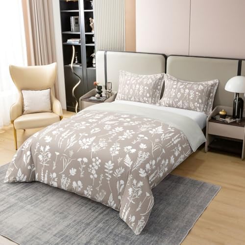 Erosebridal Beige Gray 100% Cotton Comforter Cover Queen Fresh