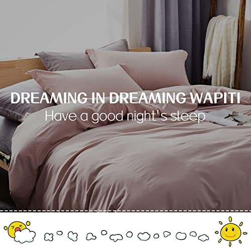 Dreaming Wapiti Duvet Cover Queen,Washed Microfiber Pink Queen Size