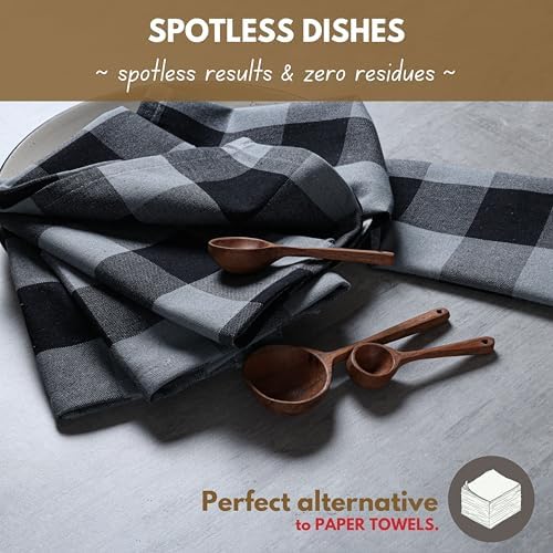 Native Fab 12 Pack Buffalo Check Kitchen Dish Towels, Cotton, Durable