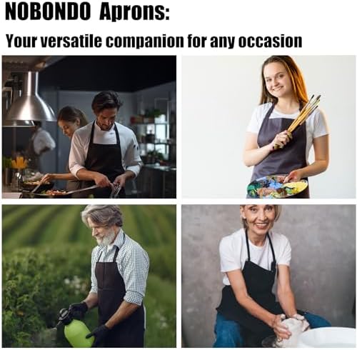 NOBONDO 12 Pack Bib Apron - Unisex Black Apron Bulk with 2 Roomy