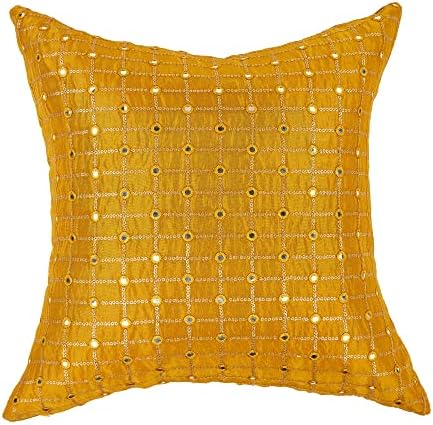 Gold Throw Pillows for Couch 20x20 inches Set of 2, Mustard Decorative