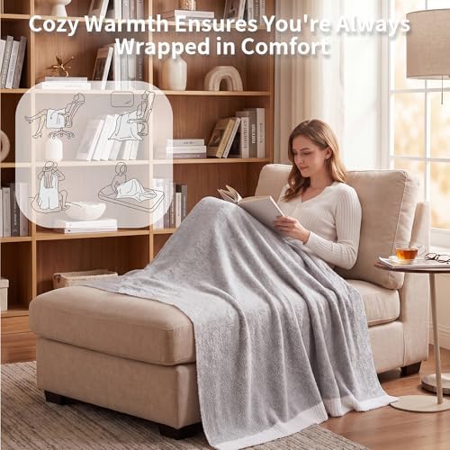 Light Gray Throw Blanket for Couch, Reversible Super Soft Cozy