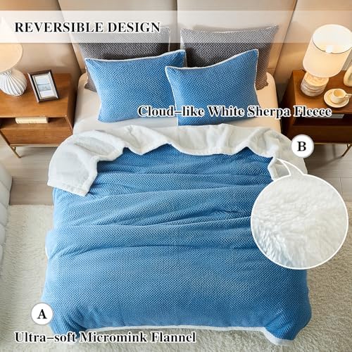 Luxury Flannel Fleece Sherpa Blankets King Size for Bed, Jacquard Boho