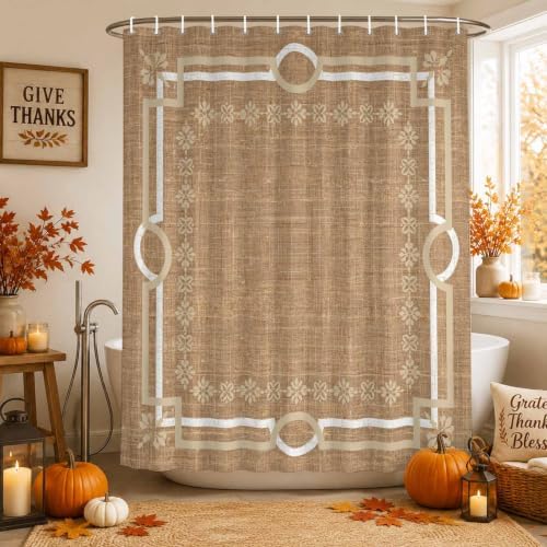 Long Shower Curtains 72" x 84", Taupe Gray Botanical Washable Shower