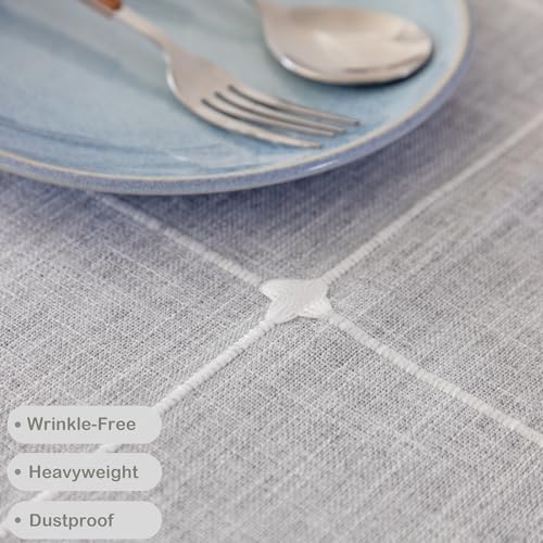 Boho Cotton Linen Square Tablecloth Grey 52 x 52 Inch