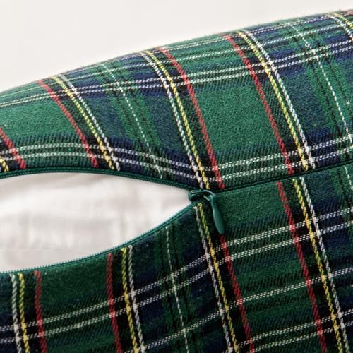 Christmas Scottish Plaid Throw Pillow Covers 18x18 Green Set of 2