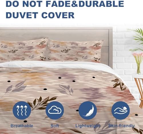 Batmerry Dot Leaf Queen Size 100% Cotton Duvet Cover Sets, Soft