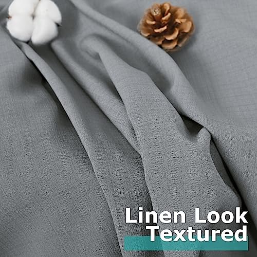 BGment Grey Sheer Curtains 63 Inch Length 2 Panels, Natural Linen