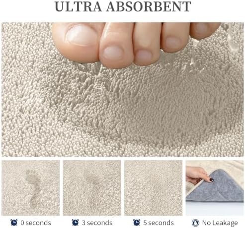 YIHOUSE 5-Piece Towel-Like Memory Foam Bathroom Rug Set, Beige
