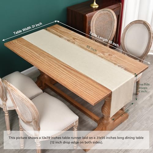 NEWISHER Farmhouse Rustic Table Runner Solid Beige Rectangular Table