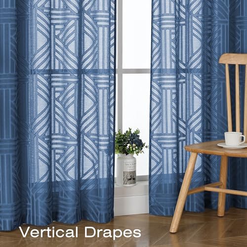 Simplebrand Dusty Blue Sheer Curtains 72 Inch Length 2 Panels for