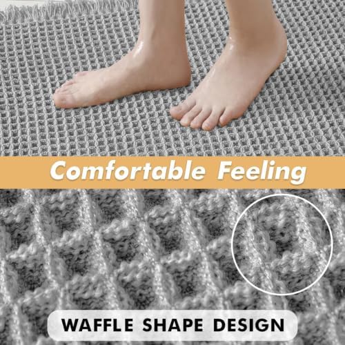 MIULEE Set of 2 Waffle Bathroom Runner Rugs Light Grey 2'x5'(24"x60")