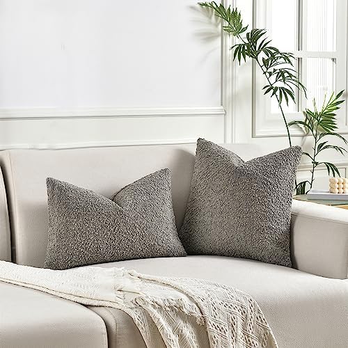 Sunkifover Textured Boucle Throw Pillow Cover 18x18 Inch, Accent Solid