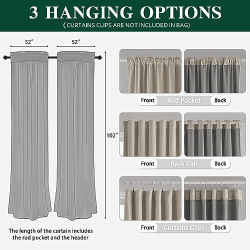 MUMFAS 102 Inch Back Tab Velvet Curtains for Living Room Dining Room 2
