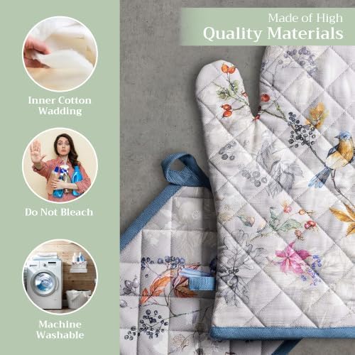 Maison d' Hermine 100% Cotton Oven Mitt & Pot Holder Set