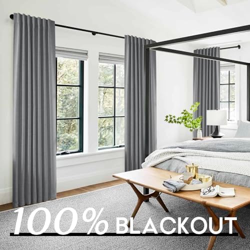 108 Inch Cream Blackout Curtains, 9FT Cat Proof Rod Pocket Back Tab