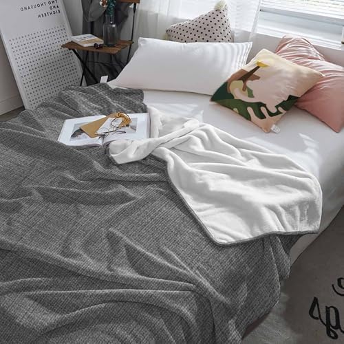 Flannel Fleece Blankets Classic Solid Gray Soft Cozy Warm Fuzzy Throw