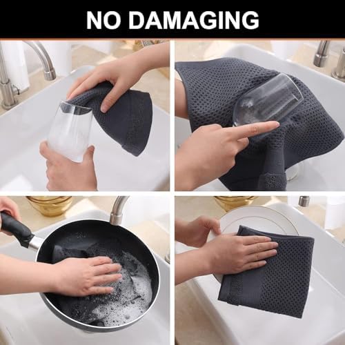 Homaxy Kitchen Towels and Dishcloths Set, Set of 12, Dark Grey