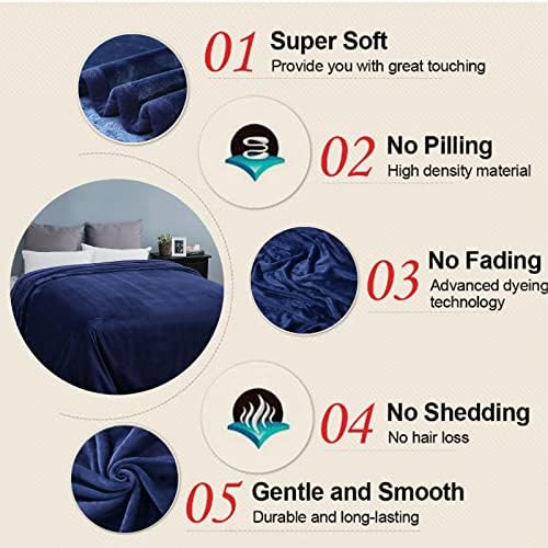 EASELAND Soft Lightweight California King Fleece Blanket, Dark Blue