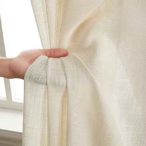 HLC.ME Abbey Faux Linen Textured Semi Sheer Privacy Light Filtering
